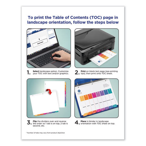 Avery - Customizable TOC Ready Index Multicolor Tab Dividers, 12-Tab, Jan. to Dec., 11 x 8.5, White, Traditional Color Tabs, 1 Set