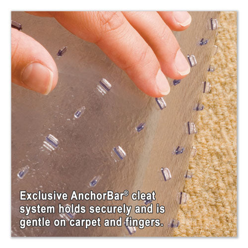 ES Robbins - EverLife All Day Support Chair Mat for Medium Pile Carpeted Floors, Contoured Oval with Lip, Straight Edges, 66 x 60, Clear
