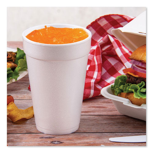 Dart - Foam Drink Cups, 16 oz, White, 25/Bag, 40 Bags/Carton