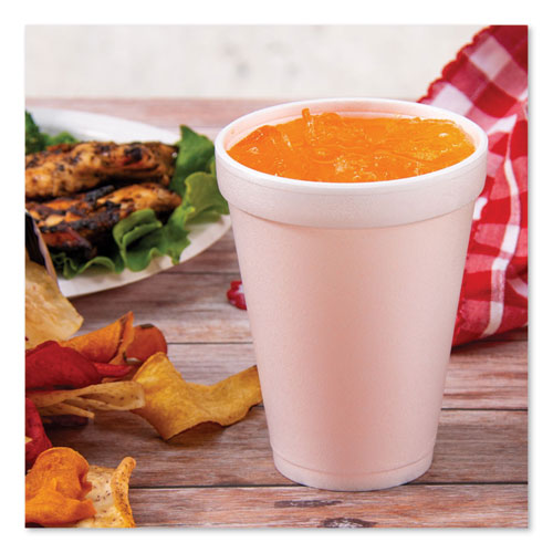 Dart - Foam Drink Cups, 12 oz, White, 25/Bag, 40 Bags/Carton