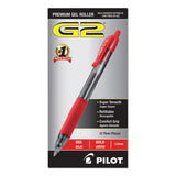 Pilot - G2 Premium Gel Pen, Retractable, Bold 1 mm, Red Ink, Smoke/Red Barrel, Dozen