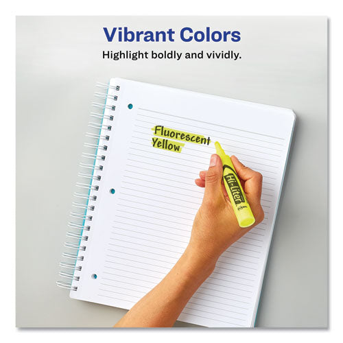 Avery - HI-LITER Desk-Style Highlighters, Fluorescent Yellow Ink, Chisel Tip, Yellow/Black Barrel, Dozen
