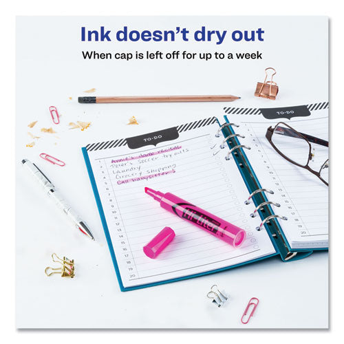 Avery - HI-LITER Desk-Style Highlighters, Fluorescent Pink Ink, Chisel Tip, Pink/Black Barrel, Dozen