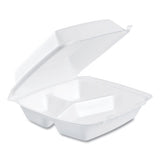 Dart - Foam Hinged Lid Containers, 3 Compartments, 8.38 x 7.78 x 3.25, 200/Carton