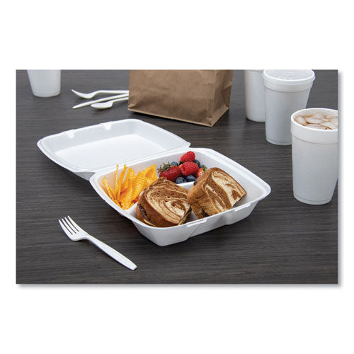 Dart - Foam Hinged Lid Containers, 3 Compartments, 8.38 x 7.78 x 3.25, 200/Carton