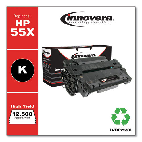 innovera - Remanufactured Black High-Yield Toner, Replacement for 55X (CE255X), 12,500 Page-Yield