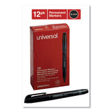 Universal - Pen-Style Permanent Marker, Fine Bullet Tip, Black, Dozen