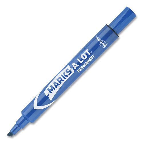 Avery - MARKS A LOT Large Desk-Style Permanent Marker, Broad Chisel Tip, Blue, Dozen (8886)