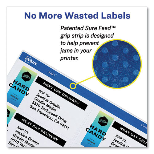 Avery - Shipping Labels w/ TrueBlock Technology, Laser Printers, 2 x 4, White, 10/Sheet, 100 Sheets/Box