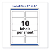 Avery - Shipping Labels w/ TrueBlock Technology, Laser Printers, 2 x 4, White, 10/Sheet, 100 Sheets/Box