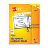 Avery - Clear Self-Adhesive Laminating Sheets, 3 mil, 9" x 12", Matte Clear, 50/Box