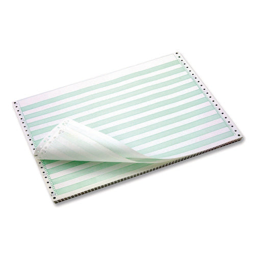 Domtar Paper - Continuous Feed Computer Paper, 1-Part, 18 lb Bond Weight, 11 x 14.88, White/Green Bar, 3,000/Carton