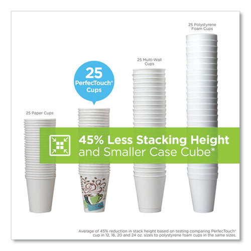 Dixie - PerfecTouch Paper Hot Cups, 16 oz, Coffee Haze Design, 50/Pack
