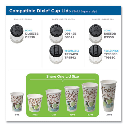Dixie - PerfecTouch Paper Hot Cups, 12 oz, Coffee Haze Design, 25/Sleeve, 20 Sleeves/Carton