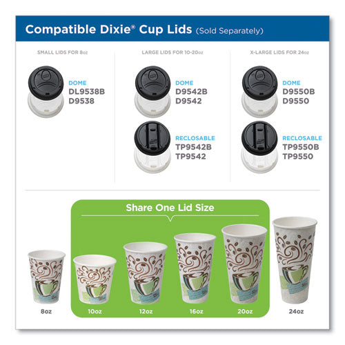 Dixie -PerfecTouch Paper Hot Cups, 12 oz, Coffee Haze Design, 50/Pack
