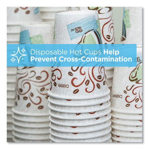 Dixie -PerfecTouch Paper Hot Cups, 12 oz, Coffee Haze Design, 50/Pack