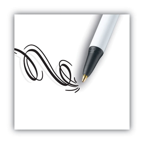 BiC - Clic Stic Ballpoint Pen, Retractable, Medium 1 mm, Black Ink, White Barrel, Dozen