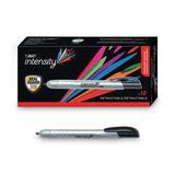 BiC - Intensity Retractable Permanent Marker, Fine Bullet Tip, Black, Dozen