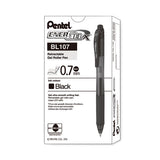 Pantel - EnerGel-X Gel Pen, Retractable, Medium 0.7 mm, Black Ink, Smoke/Black Barrel, Dozen