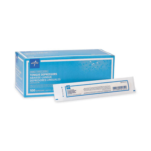 Medline - Sterile Tongue Depressors, Wood, 6" Long, 100/Box