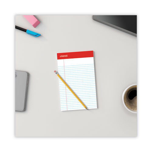 Universal - Perforated Ruled Writing Pads, Narrow Rule, Red Headband, 50 White 5 x 8 Sheets, Dozen