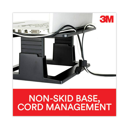 3M - Adjustable Notebook Riser, 13" x 13" x 4" to 6", Black, Supports 20 lbs