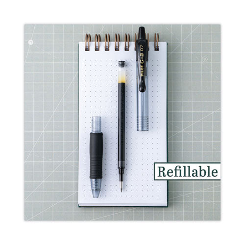 Pilot - G2 Premium Gel Pen, Retractable, Fine 0.7 mm, Black Ink, Smoke/Black Barrel, 2/Pack