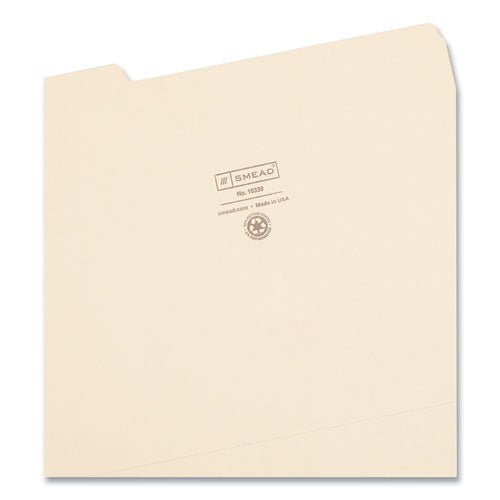Smead - 100% Recycled Manila Top Tab File Folders, 1/3-Cut Tabs: Assorted, Letter Size, 0.75" Expansion, Manila, 100/Box