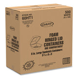 Dart - Foam Hinged Lid Containers, 6 x 5.78 x 3, White, 500/Carton